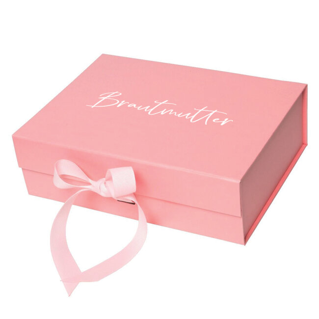 Geschenkbox rosa personalisiert Braut wei&szlig;
