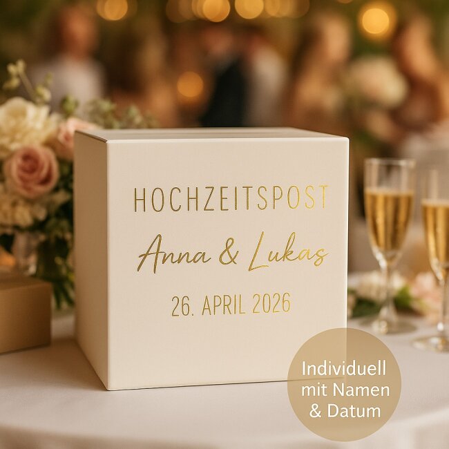 Briefbox Hochzeitspost personalisiert mit Personalisierung gold