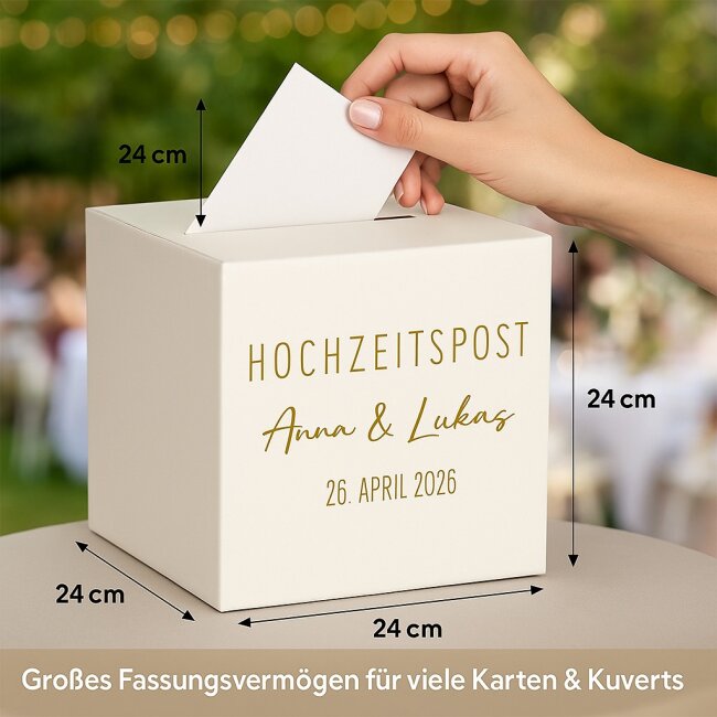 Briefbox Hochzeitspost personalisiert mit Personalisierung gold