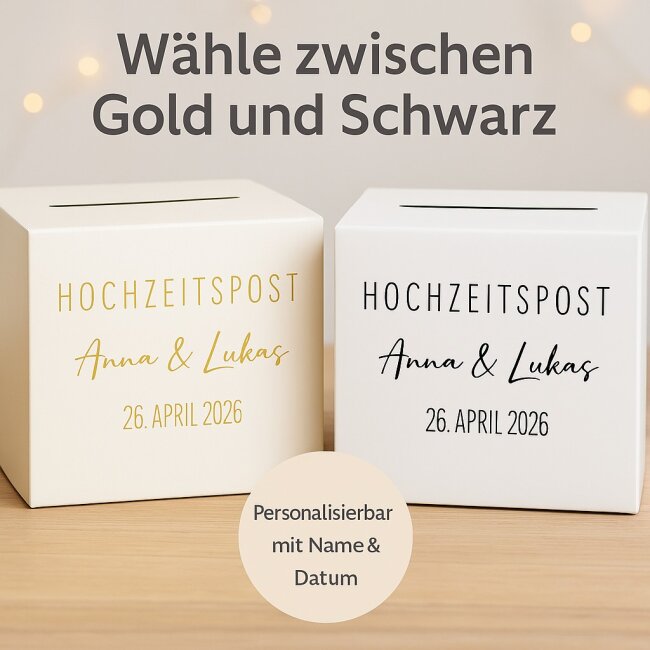 Briefbox Hochzeitspost personalisiert mit Personalisierung gold