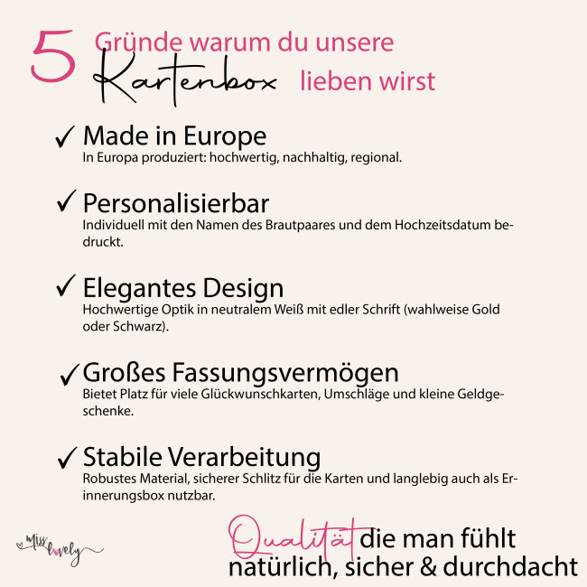 Briefbox Hochzeitspost personalisiert mit Personalisierung gold