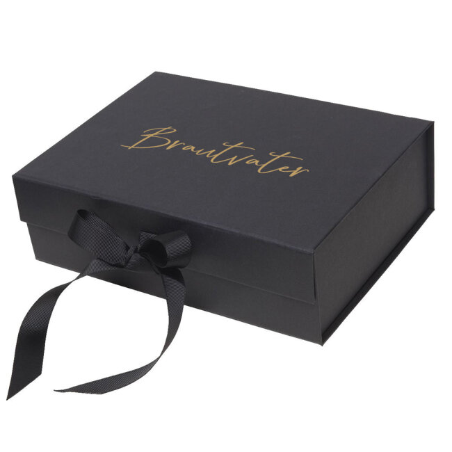 Geschenkbox schwarz personalisiert F&Uuml;R DEN BR&Auml;UTIGAM wei&szlig;