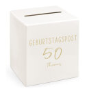 Briefbox Geburtstagspost 50 personalisiert gold