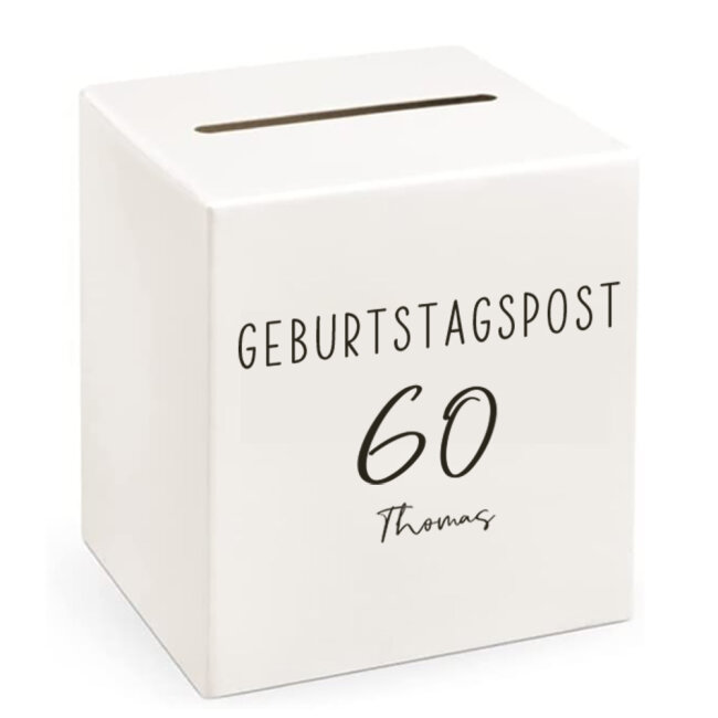Briefbox Geburtstagspost 60 personalisiert schwarz
