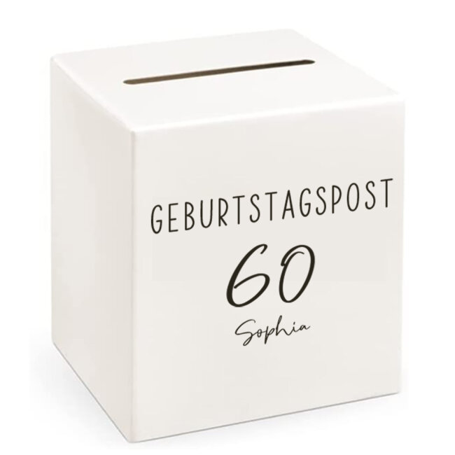 Briefbox Geburtstagspost 60 personalisiert schwarz