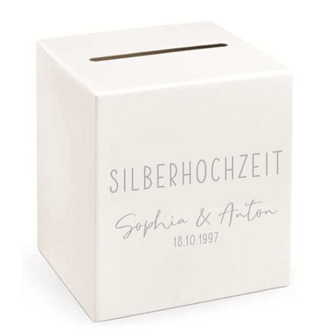 Briefbox Hochzeitspost Silberhochzeit personalisiert schwarz
