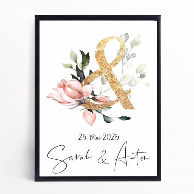 Poster Hochzeit &amp;-Zeichen Floral personalisiert pdf-Datei per E-Mail