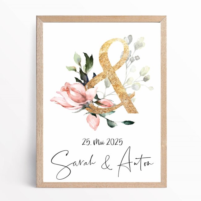 Poster Hochzeit &amp;-Zeichen Floral personalisiert pdf-Datei per E-Mail