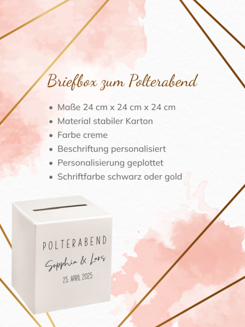 Briefbox Polterabend personalisiert mit Personalisierung schwarz