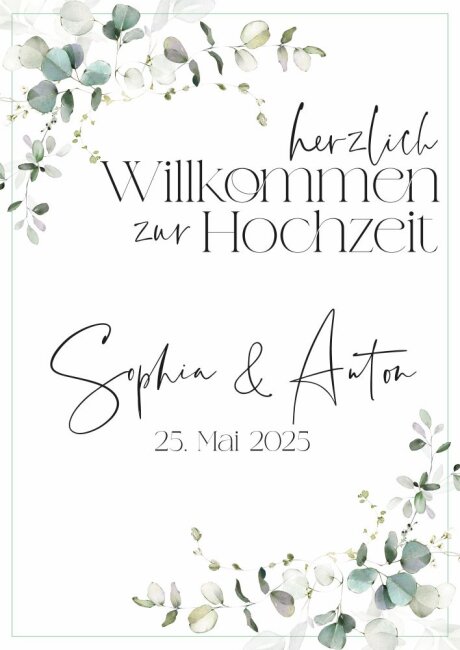 Eukalyptus Hochzeitsposter DIN A2 hoch Druck A2 (42x60cm)