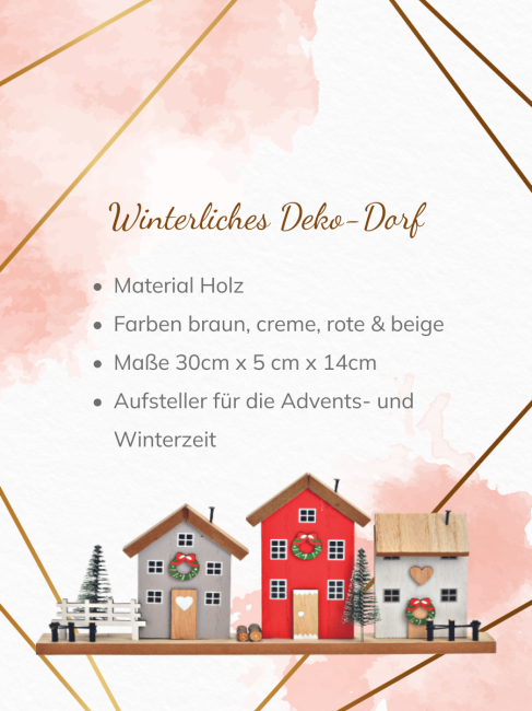 Winterliches Deko-Dorf aus Holz 30cm