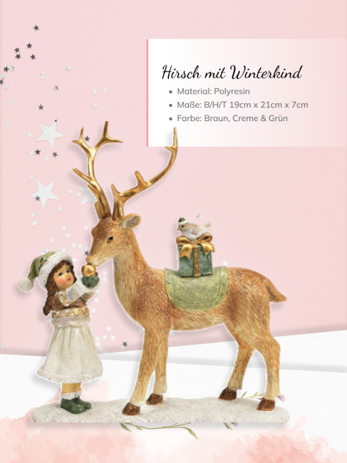 Hirsch mit Winterkind &amp; Geschenk