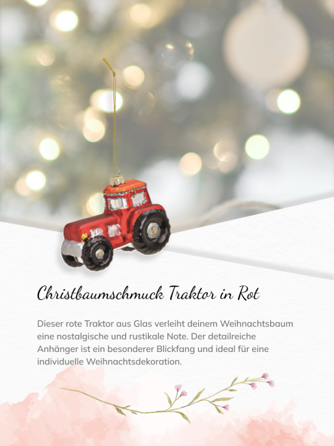 Christbaumschmuck Traktor aus Glas in Rot