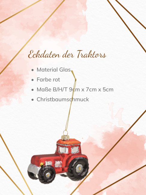 Christbaumschmuck Traktor aus Glas in Rot