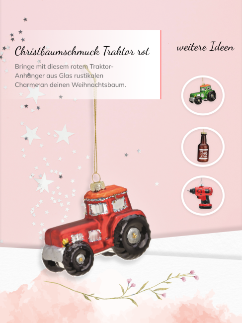 Christbaumschmuck Traktor aus Glas in Rot