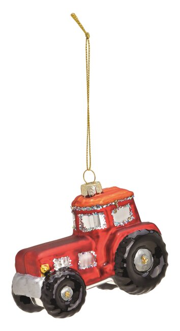 Christbaumschmuck Traktor aus Glas in Rot