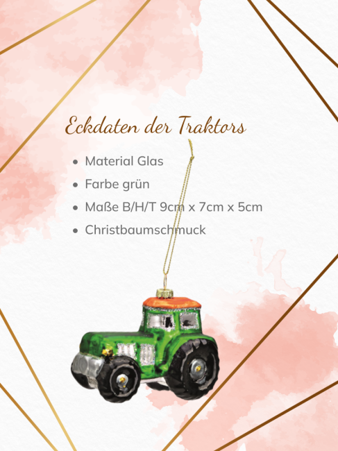 Christbaumschmuck Traktor aus Glas in Gr&uuml;n