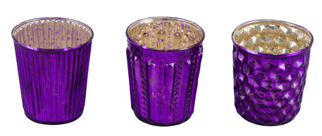 Windlicht lila 3er Set