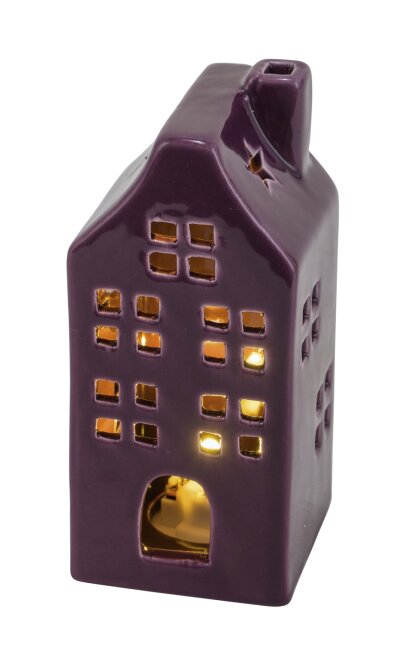 Lichthaus lila LED beleuchtet H13cm