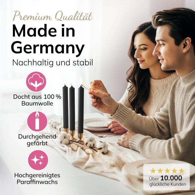 Stabkerzen anthrazit 10 St&uuml;ck
