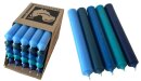 25 Stabkerzen Blau-Mix durchgef&auml;rbt 18 cm/2,2 cm