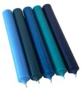 25 Stabkerzen Blau-Mix durchgef&auml;rbt 18 cm/2,2 cm