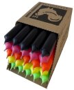 25 Stabkerzen Neon-Mix durchgef&auml;rbt 18 cm/2,2 cm