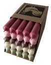 25 Stabkerzen Vintage Pastell-Mix durchgef&auml;rbt 18...