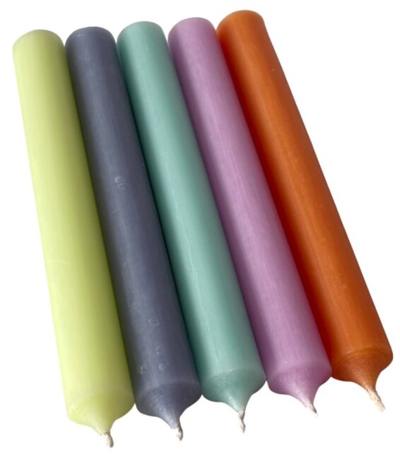 25 Stabkerzen Retro Pastell-Mix durchgef&auml;rbt 18 cm/2,2 cm