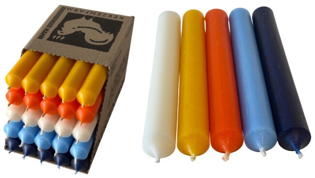 25 Stabkerzen Color-Pop Mix durchgef&auml;rbt 18 cm/2,2 cm