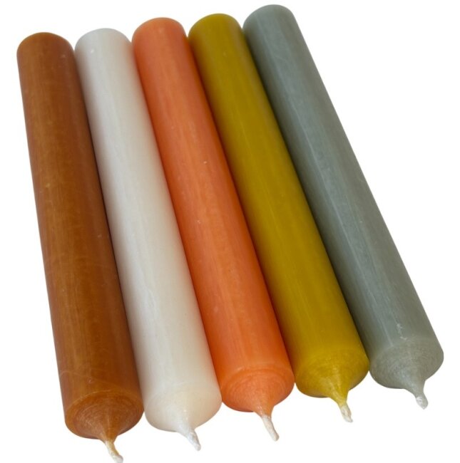 25 Stabkerzen Erdt&ouml;ne-Mix durchgef&auml;rbt 18 cm/2,2 cm