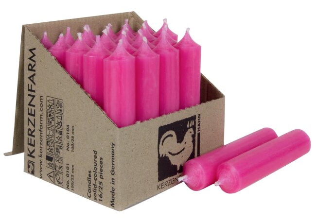 Kurze Stabkerzen 10cm &Oslash; 2,2 cm 25 St&uuml;ck pink