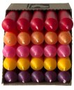 25 kurze Stabkerzen Sommer-Mix durchgef&auml;rbt 10cm...