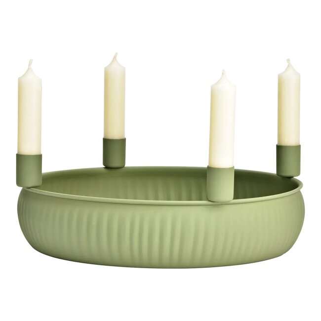 Moderner Adventskranz Metall in Salbeigr&uuml;n &Oslash; 28cm