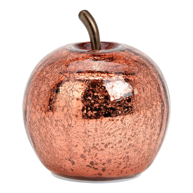 LED Deko Apfel Glas Ros&eacute;gold 12  cm