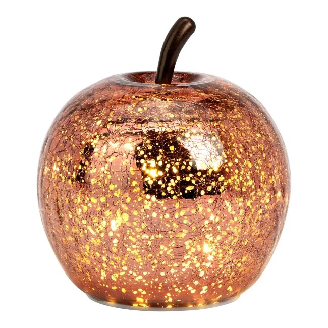 LED Deko Apfel Glas Ros&eacute;gold 12  cm