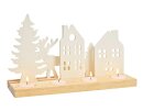 Teelichthalter Winterdorf L30cm