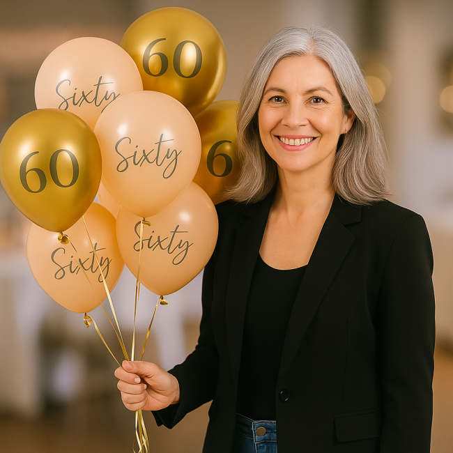 Ballon-Set 60. Geburtstag Gold &amp; Nude 6 Stk.