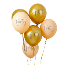 Ballon-Set 40. Geburtstag Gold &amp; Creme 6 Stk.