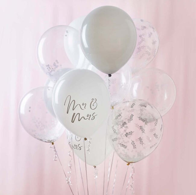 Mr &amp; Mrs Hochzeitsballons 12er Set