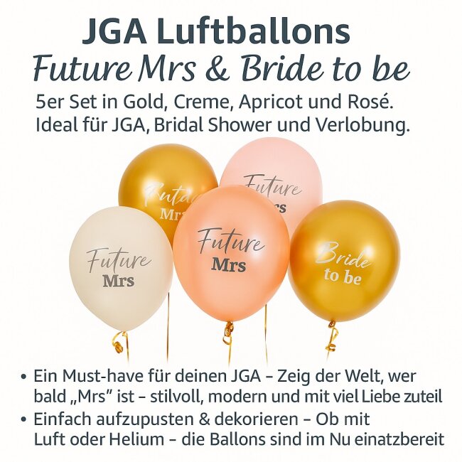 JGA Ballons Future Mrs &amp; Bride to be 5er Set
