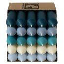 25 kurze Stabkerzen Blau-Mix durchgef&auml;rbt 10cm...