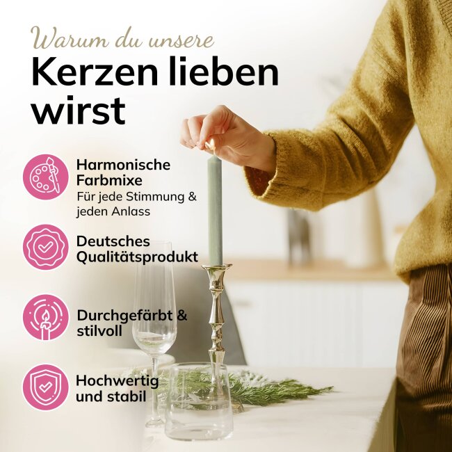 25 kurze Stabkerzen Gr&uuml;n-Mix durchgef&auml;rbt 10cm &Oslash; 2,2cm