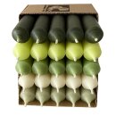 25 kurze Stabkerzen Gr&uuml;n-Mix durchgef&auml;rbt 10cm...