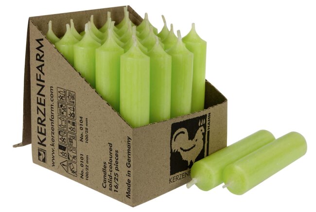 Kurze Stabkerzen 10cm &Oslash; 2,2 cm 25 St&uuml;ck pastellgr&uuml;n