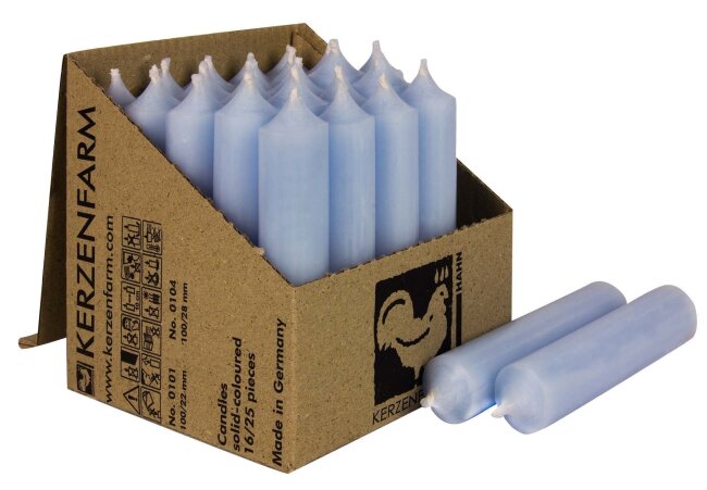 Kurze Stabkerzen 10cm &Oslash; 2,2 cm 10 St&uuml;ck taubenblau