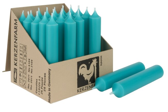 Kurze Stabkerzen 10cm &Oslash; 2,2 cm 10 St&uuml;ck t&uuml;rkis