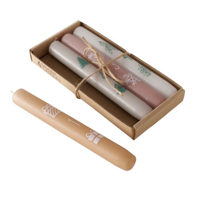 Stabkerzen 1 - 4 mit Weihnachtsmotiven 4 St&uuml;ck