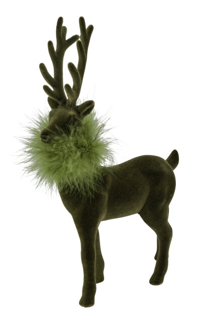 2er Set Weihnachtsfiguren aus Samt Hirsch &amp; Tanne in Gr&uuml;n
