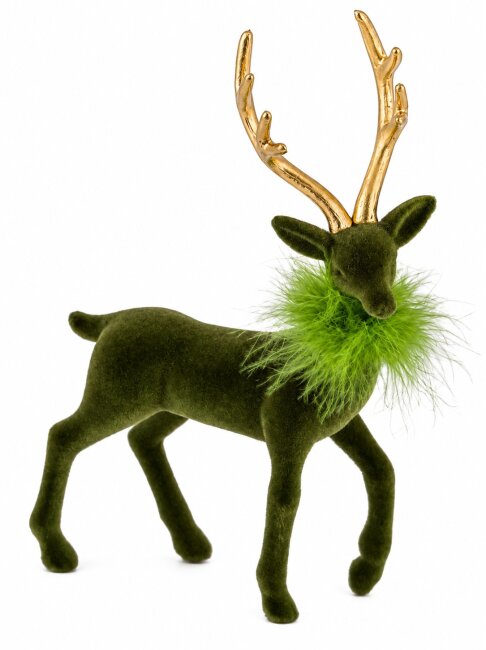 2er Set Weihnachtsfiguren aus Samt Hirsch &amp; Tanne in Gr&uuml;n